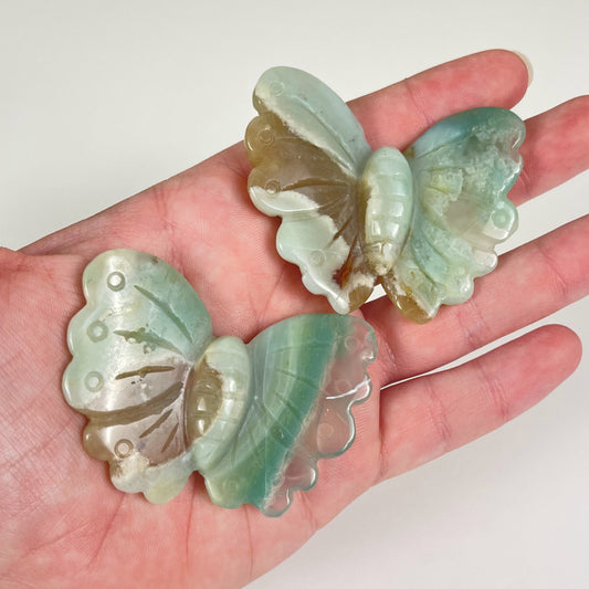 Green Flower Agate Butterfly