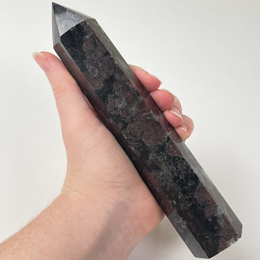 Garnet with Astrophyllite Tower