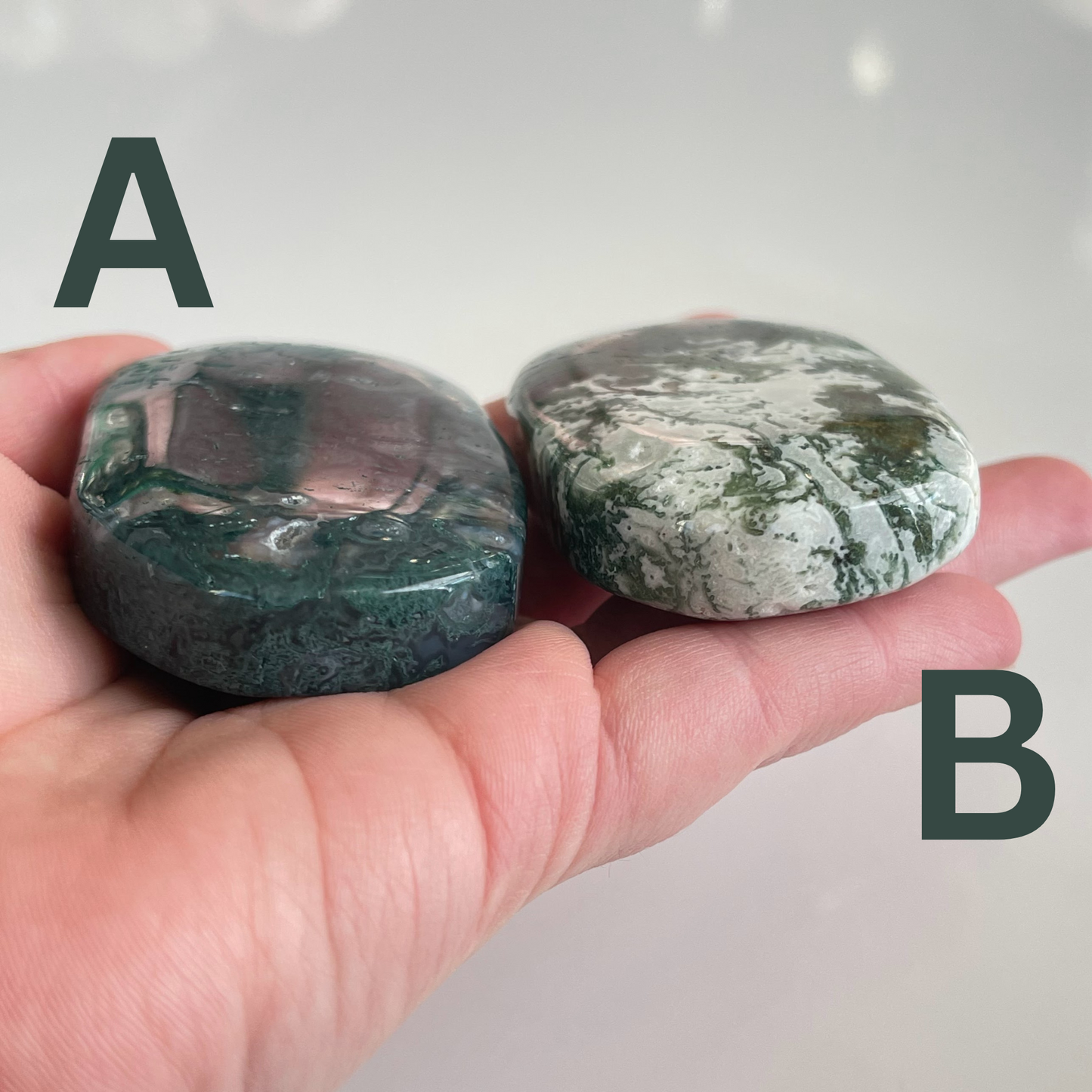Moss Agate Palm Stones