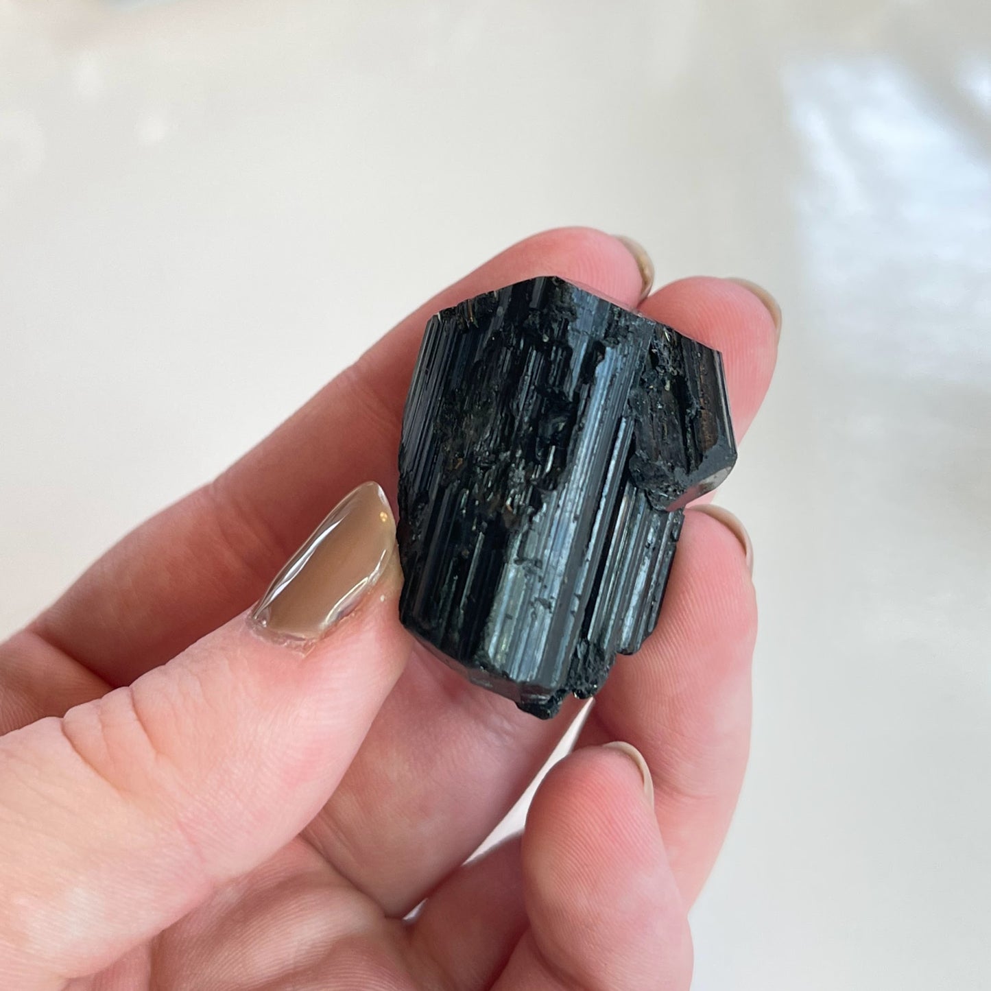 Black Tourmaline Raw W/Mercedes Top