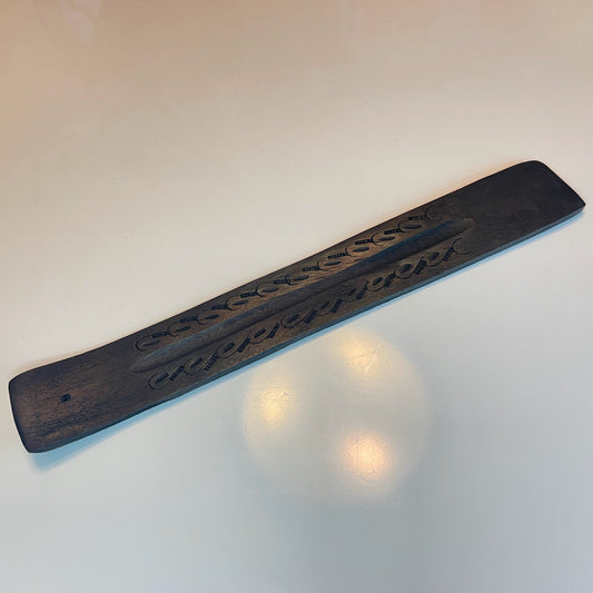 Black Stained Wood Incense Holder