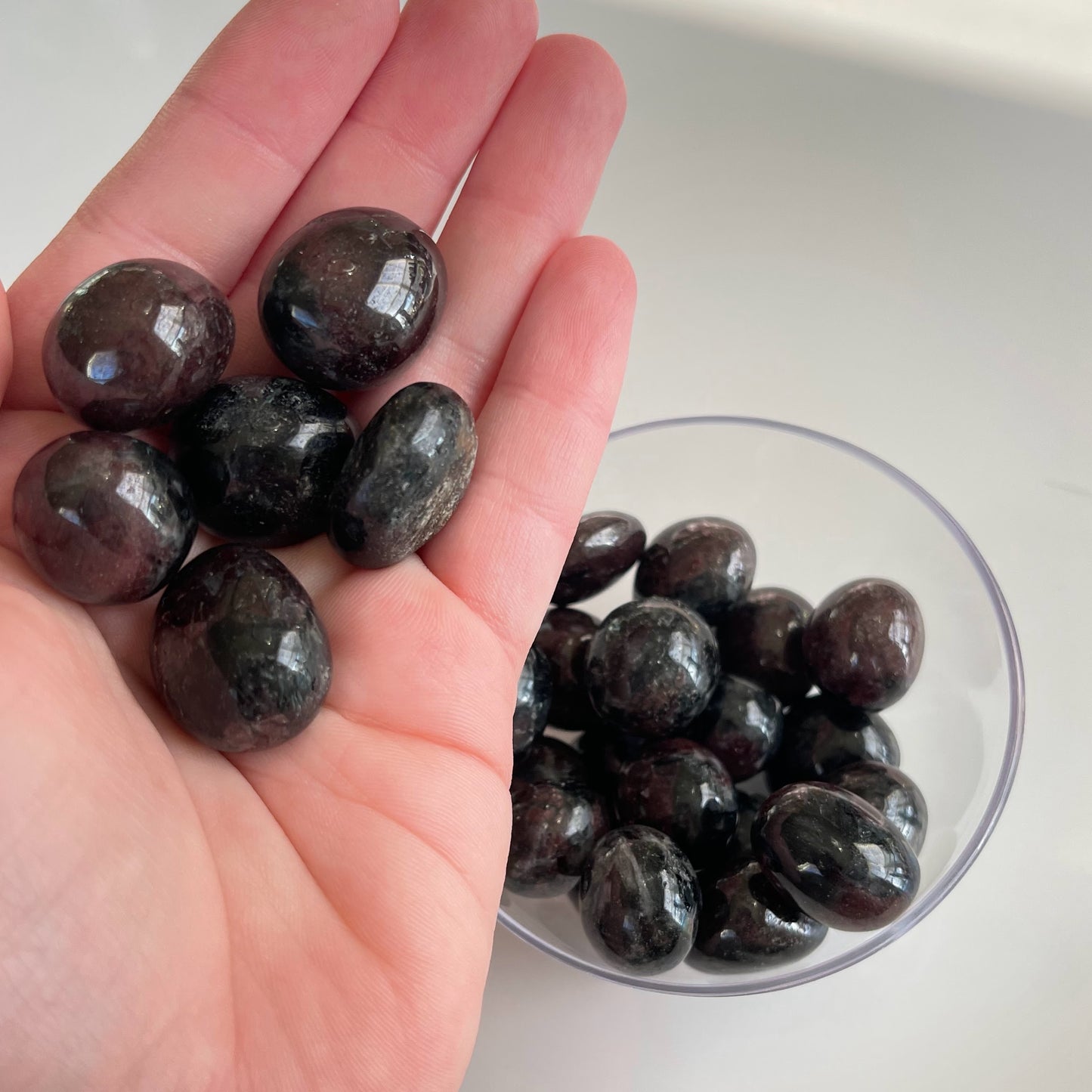 Garnet with Astrophyllite Tumbles