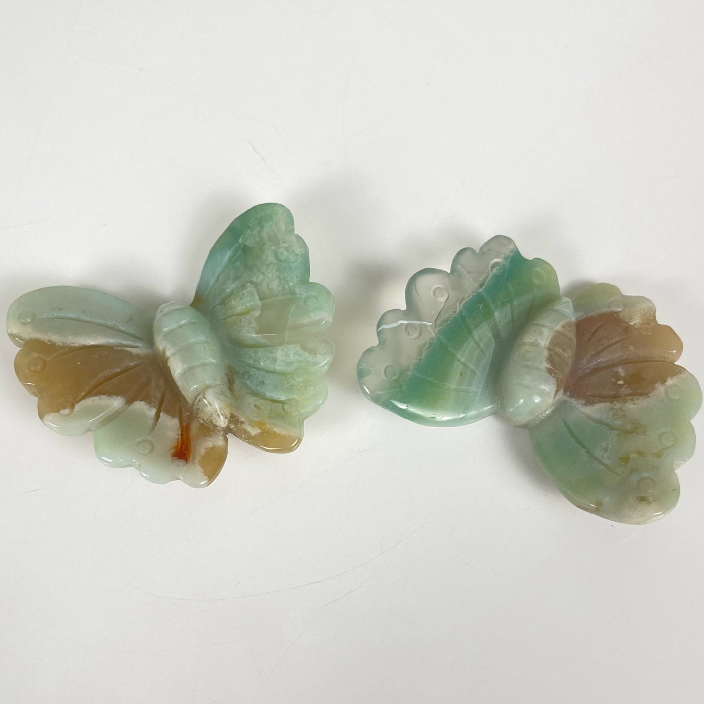 Green Flower Agate Butterfly